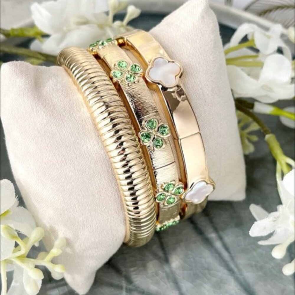 Park Lane LUCKY DAY Bracelet Stretch Shamrock St Patrick’s Day Clover Bangle NWT - Picture 6 of 7